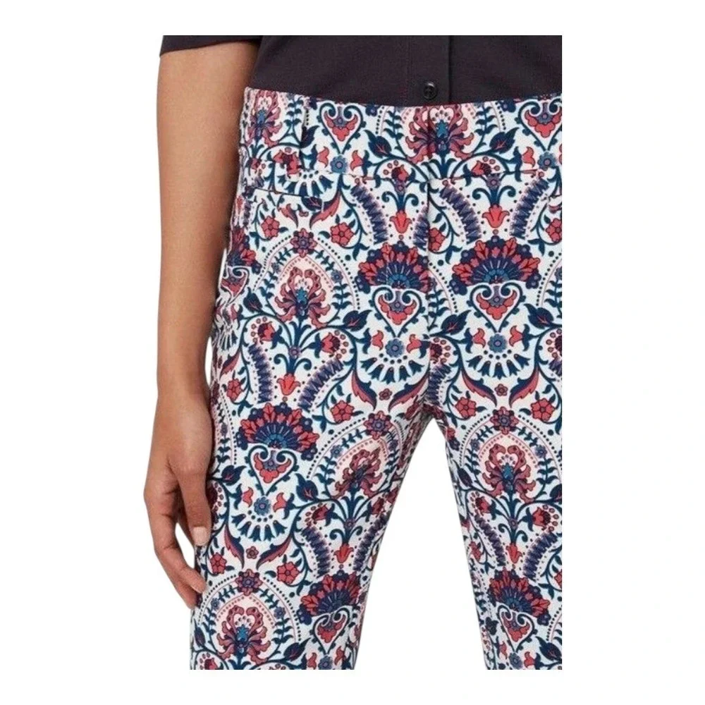 Ann Taylor LOFT Marisa Pants Womens 4 Multicolor Paisley Ankle Crop Stretch Boho